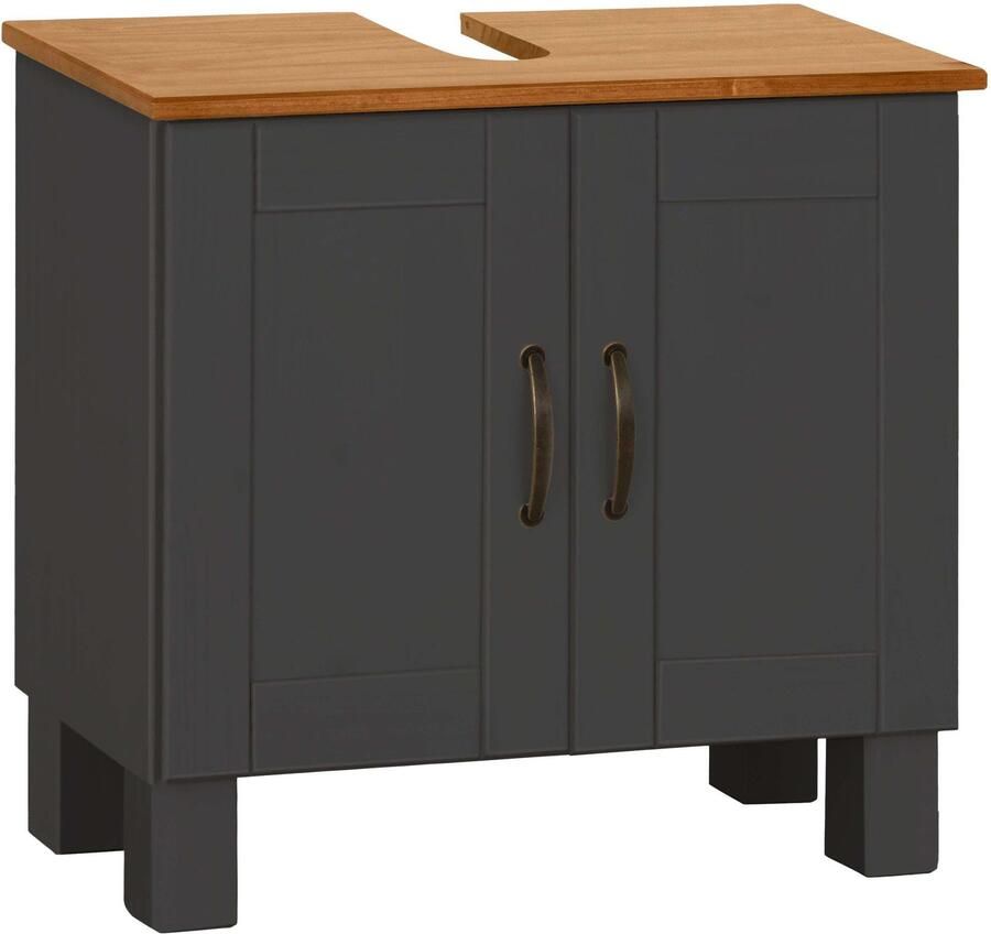 Home affaire Wastafelonderkast Rodby Massief FSC -gecertificeerd hout grepen metaal breedte 60 cm hoogte 55 cm - Foto 4