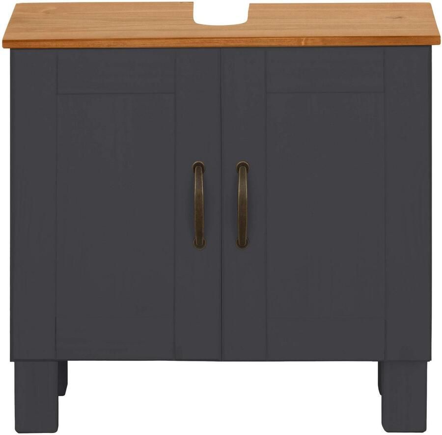 Home affaire Wastafelonderkast Rodby Massief FSC -gecertificeerd hout grepen metaal breedte 60 cm hoogte 55 cm