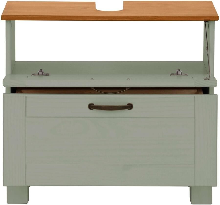 Home affaire Wastafelonderkast Rodby Massief FSC -gecertificeerd hout grepen metaal breedte 60 cm hoogte 55 cm