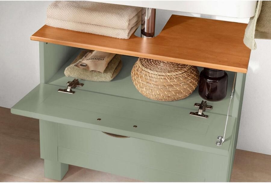 Home affaire Wastafelonderkast Rodby Massief FSC -gecertificeerd hout grepen metaal breedte 60 cm hoogte 55 cm - Foto 4