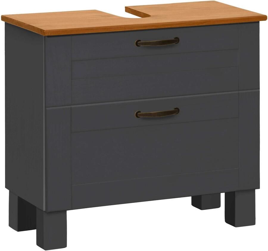 Home affaire Wastafelonderkast Rodby Massief FSC -gecertificeerd hout grepen metaal breedte 60 cm hoogte 55 cm - Foto 7