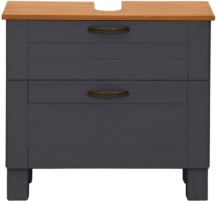 Home affaire Wastafelonderkast Rodby Massief FSC -gecertificeerd hout grepen metaal breedte 60 cm hoogte 55 cm - Foto 2