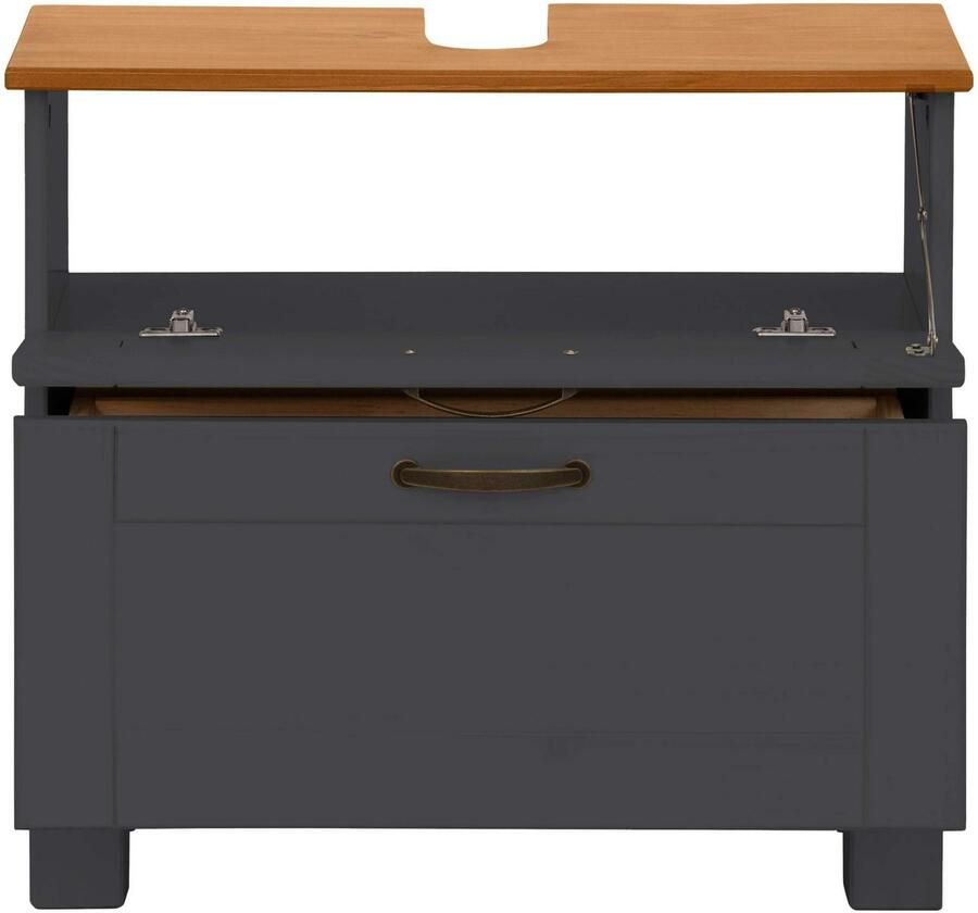 Home affaire Wastafelonderkast Rodby Massief FSC -gecertificeerd hout grepen metaal breedte 60 cm hoogte 55 cm