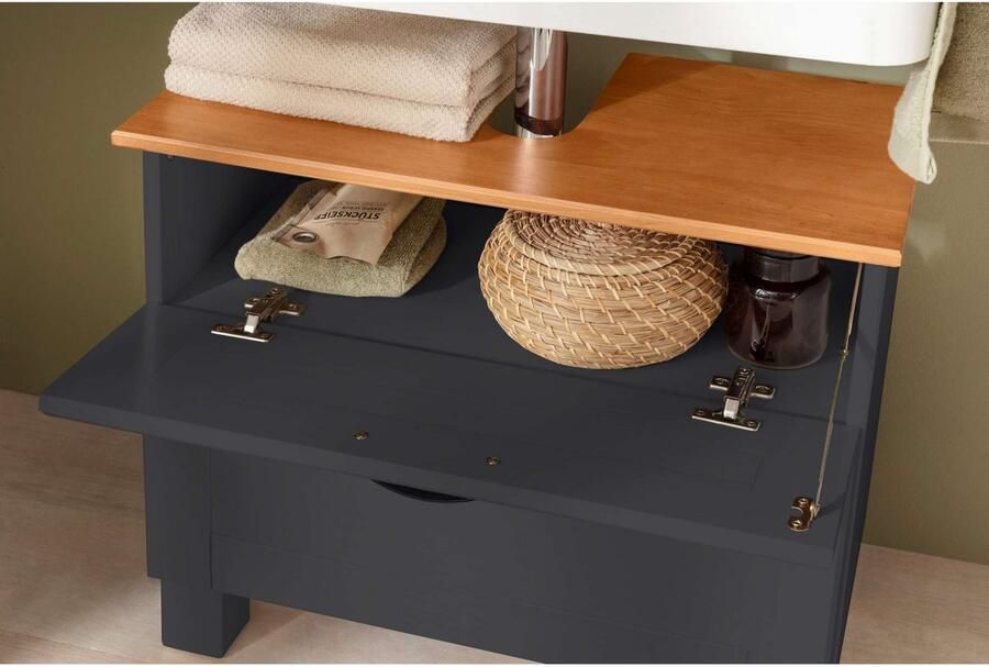 Home affaire Wastafelonderkast Rodby Massief FSC -gecertificeerd hout grepen metaal breedte 60 cm hoogte 55 cm - Foto 4