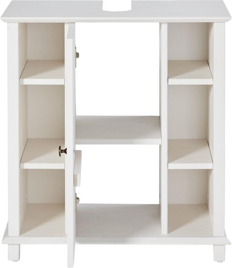 Home affaire Wastafelonderkast Vili Badkamerkast in landelijke stijl met 6 vakken van massief hout - Foto 5