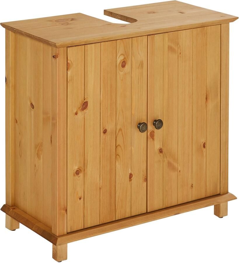 Home affaire Wastafelonderkast Vili Breedte 60 cm badkamerkast van massief hout metalen grepen - Foto 6