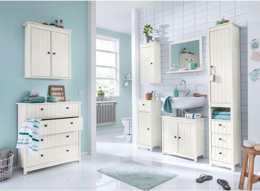 Home affaire Wastafelonderkast Vili Breedte 60 cm badkamerkast van massief hout metalen grepen - Foto 7