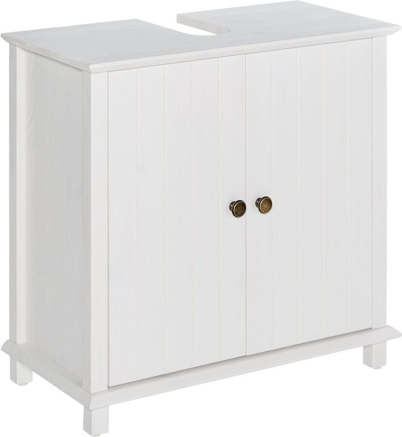 Home affaire Wastafelonderkast Vili Breedte 60 cm badkamerkast van massief hout metalen grepen - Foto 5