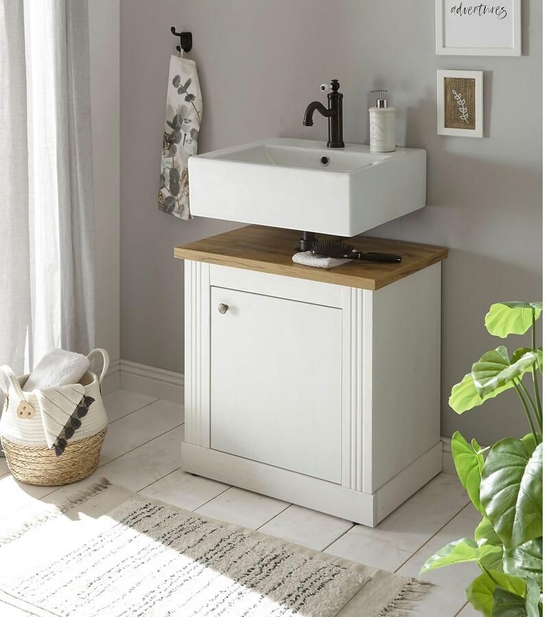 Home affaire Wastafelonderkast WESTMINSTER wastafel in landhuisstijl badkamerkast met metalen handgrepen - Foto 3