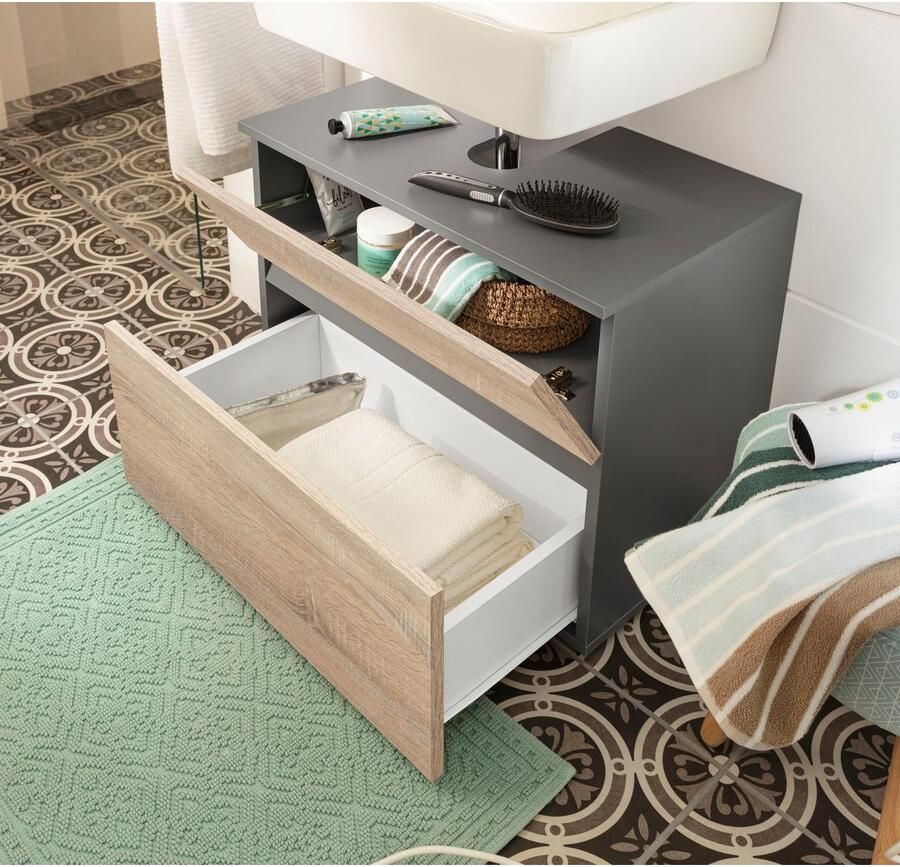 Home affaire Wastafelonderkast Wisla Sifon uitsparing push-to-open functie breedte 60 cm hoogte 55 cm - Foto 4