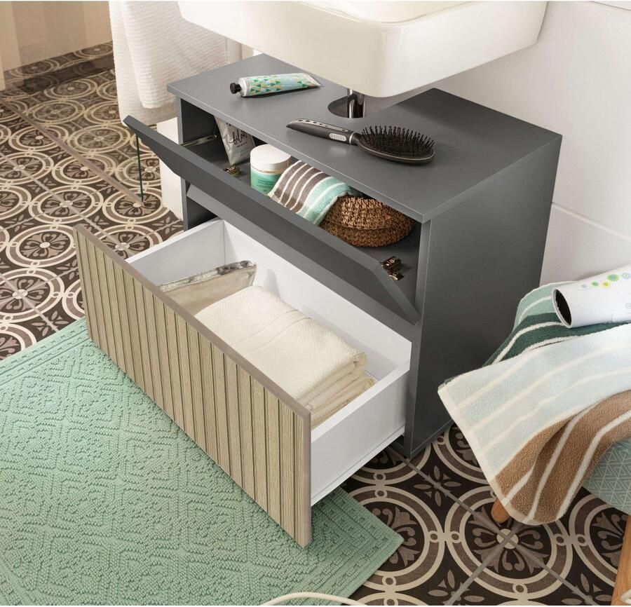 Home affaire Wastafelonderkast Wisla Sifon uitsparing push-to-open functie breedte 60 cm hoogte 55 cm - Foto 3