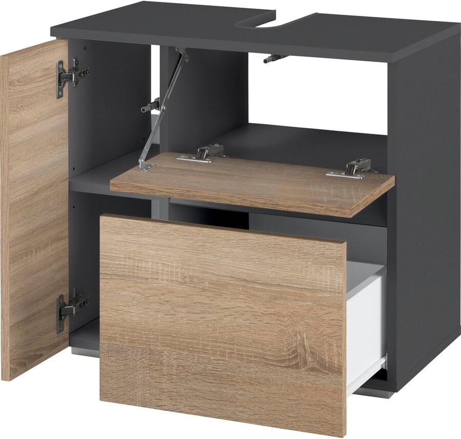 Home affaire Wastafelonderkast Wisla Sifon uitsparing push-to-open functie breedte 60 cm hoogte 55 cm - Foto 4