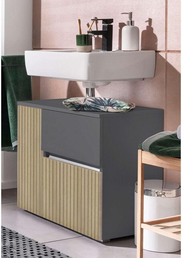 Home affaire Wastafelonderkast Wisla Sifon uitsparing push-to-open functie breedte 60 cm hoogte 55 cm - Foto 4