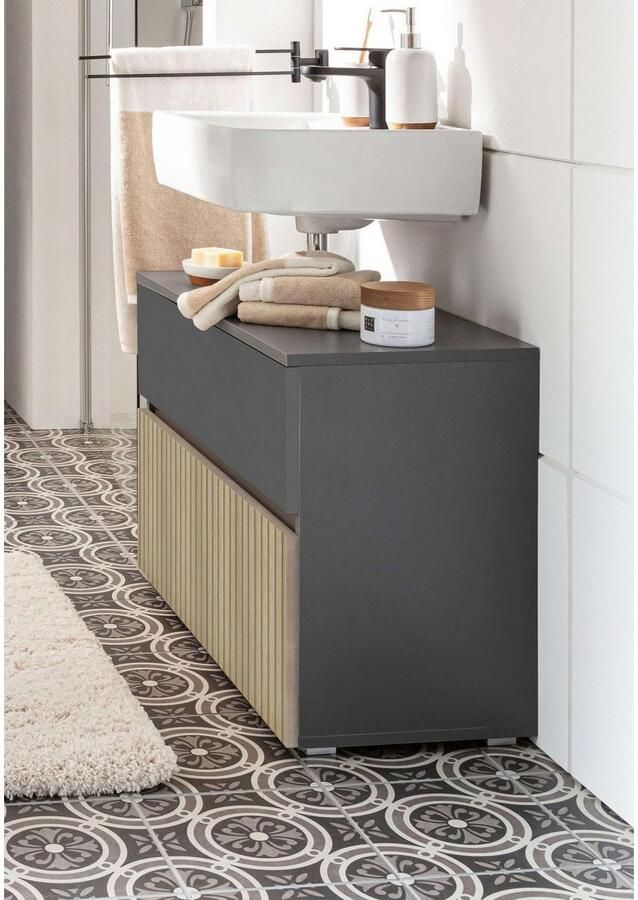 Home affaire Wastafelonderkast Wisla Sifon uitsparing push-to-open functie breedte 80 cm hoogte 55 cm - Foto 6