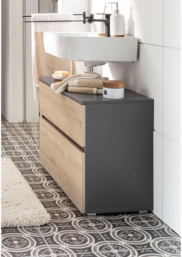 Home affaire Wastafelonderkast Wisla Sifon uitsparing push-to-open functie breedte 80 cm hoogte 55 cm - Foto 8