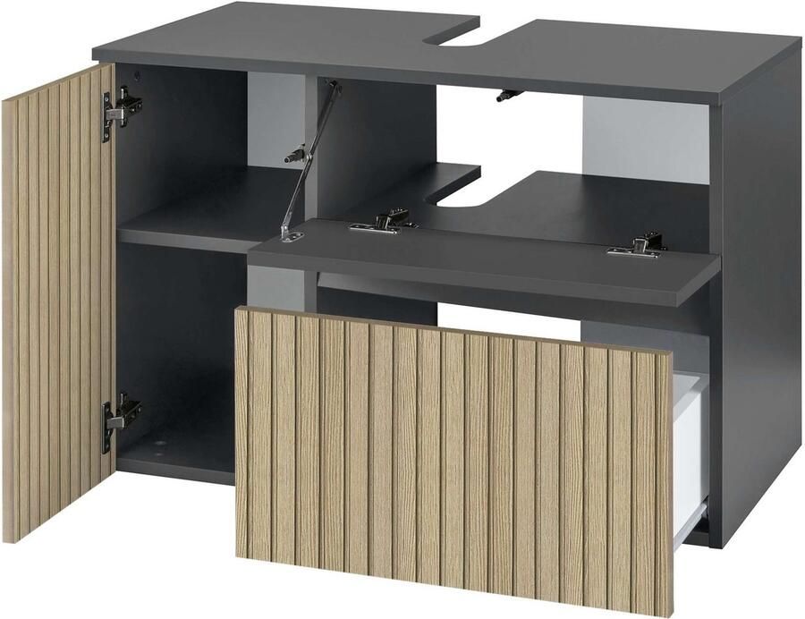 Home affaire Wastafelonderkast Wisla voor wandmontage sifonaansluiting push-to-open functie breedte 80 cm - Foto 3