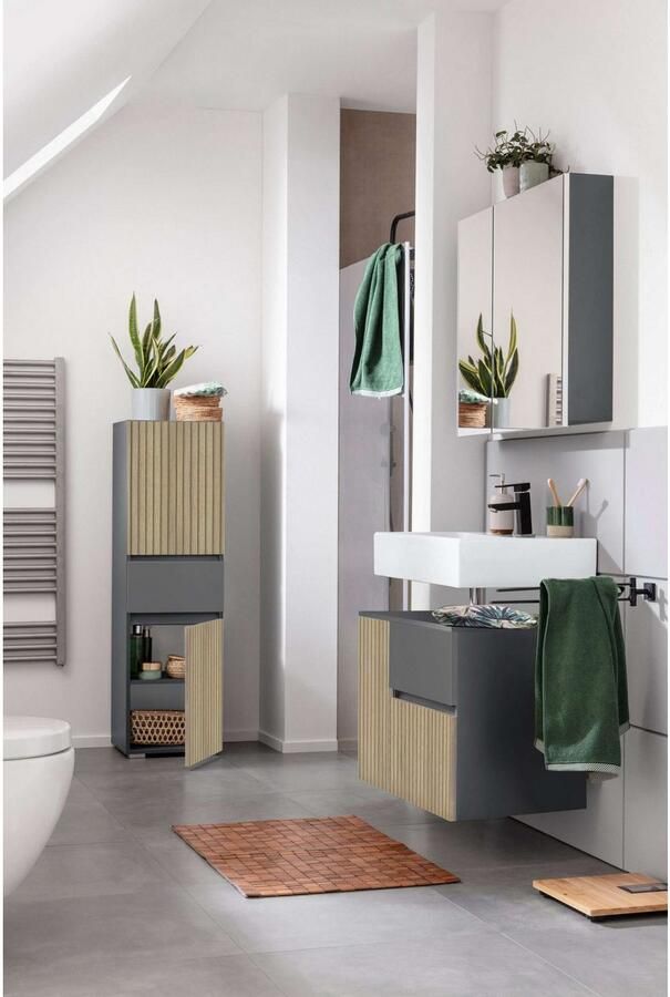 Home affaire Wastafelonderkast Wisla voor wandmontage sifonaansluiting push-to-open functie breedte 80 cm - Foto 7