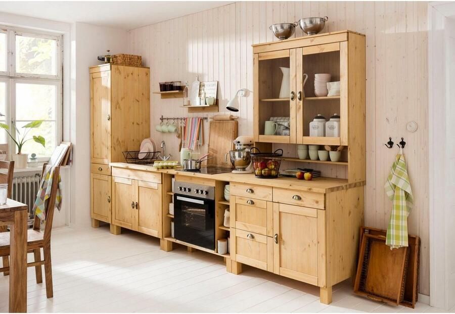 Home affaire Gootsteenkast Oslo 100 cm breed inclusief inbouwspoelbak van edelstaal van grenen - Foto 6