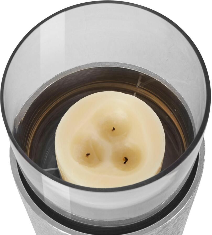 Home affaire Windlicht Staande lantaarn van metaal met glasinzet ideaal voor stompkaarsen (1 stuk)