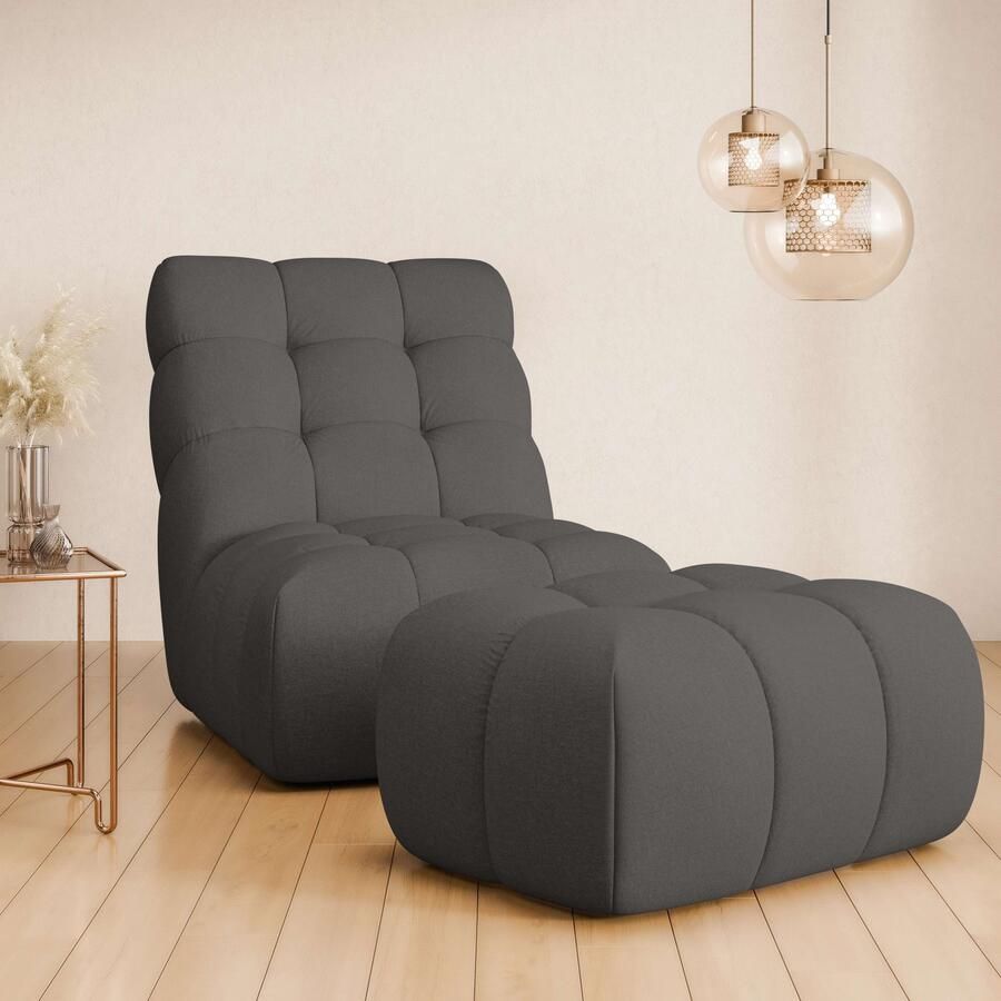 Home affaire XXL-fauteuil AURELIAN loveseat XXL met poef in set leesstoel relaxstoel met golfondersteuning fijne structuur grove structuur velours - Foto 8