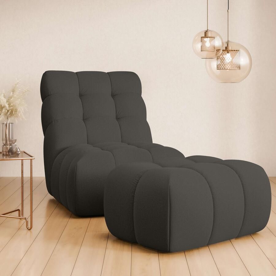 Home affaire XXL-fauteuil AURELIAN loveseat XXL met poef in set leesstoel relaxstoel met golfondersteuning fijne structuur grove structuur velours - Foto 8