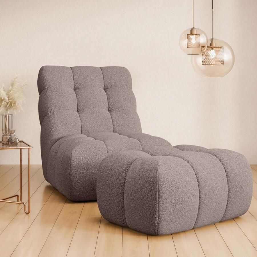 Home affaire XXL-fauteuil AURELIAN loveseat XXL met poef in set leesstoel relaxstoel met golfondersteuning fijne structuur grove structuur velours - Foto 8