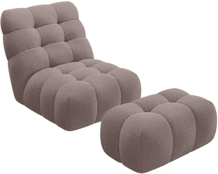Home affaire XXL-fauteuil AURELIAN loveseat XXL met poef in set leesstoel relaxstoel met golfondersteuning fijne structuur grove structuur velours - Foto 2