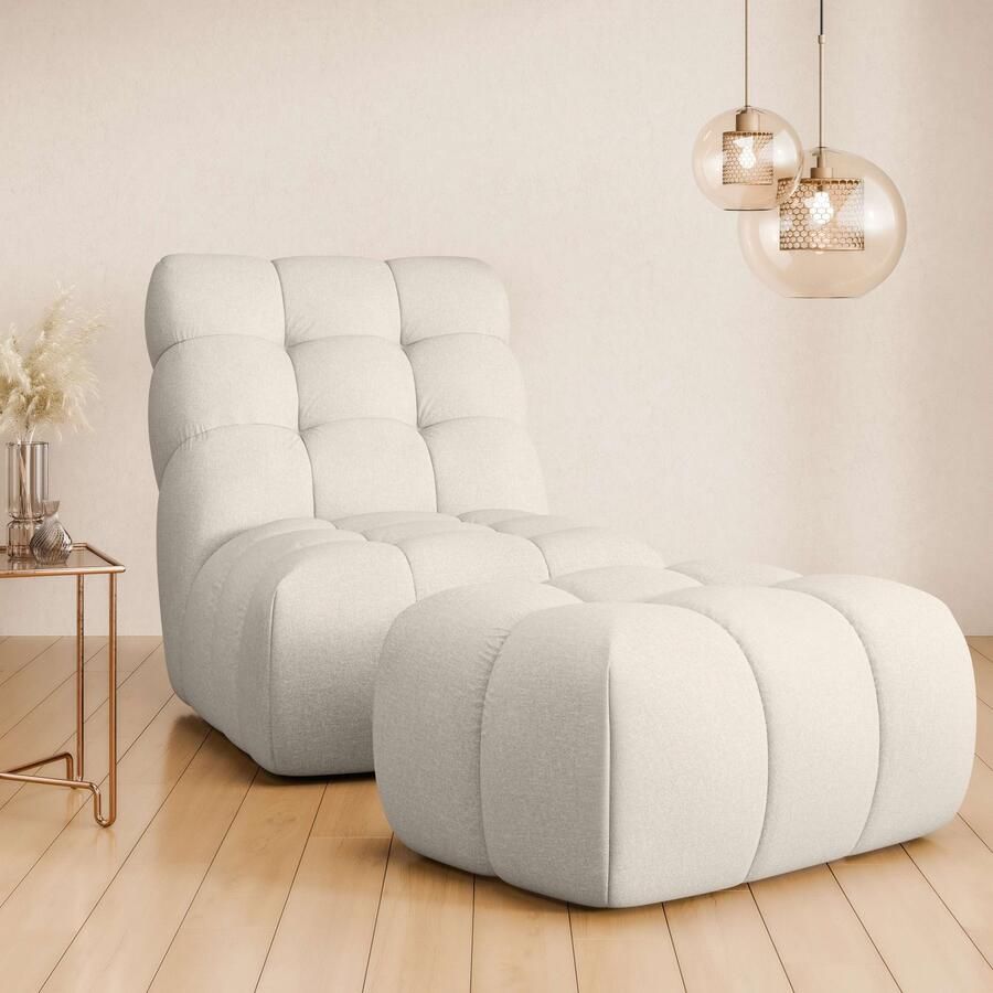 Home affaire XXL-fauteuil AURELIAN loveseat XXL met poef in set leesstoel relaxstoel met golfondersteuning fijne structuur grove structuur velours - Foto 8