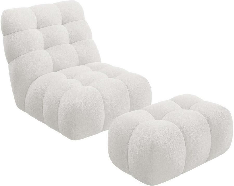 Home affaire XXL-fauteuil AURELIAN loveseat XXL met poef in set leesstoel relaxstoel met golfondersteuning fijne structuur grove structuur velours - Foto 8