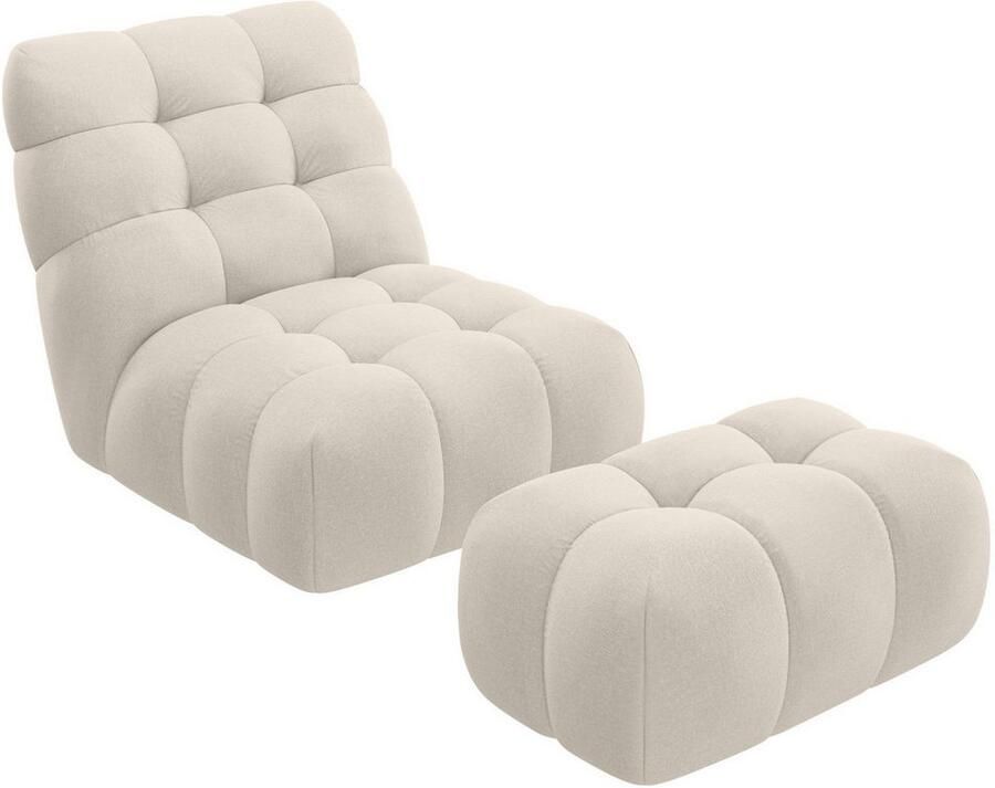 Home affaire XXL-fauteuil AURELIAN loveseat XXL met poef in set leesstoel relaxstoel met golfondersteuning fijne structuur grove structuur velours - Foto 2
