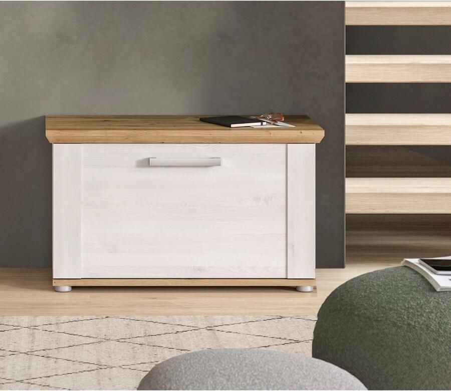 Home affaire Zitbank Cosenza Breedte 80 cm 1 Deurtje 2 Planken 2-kleurig in landelijke stijl bank schoenenbank garderobenbank halbank - Foto 5