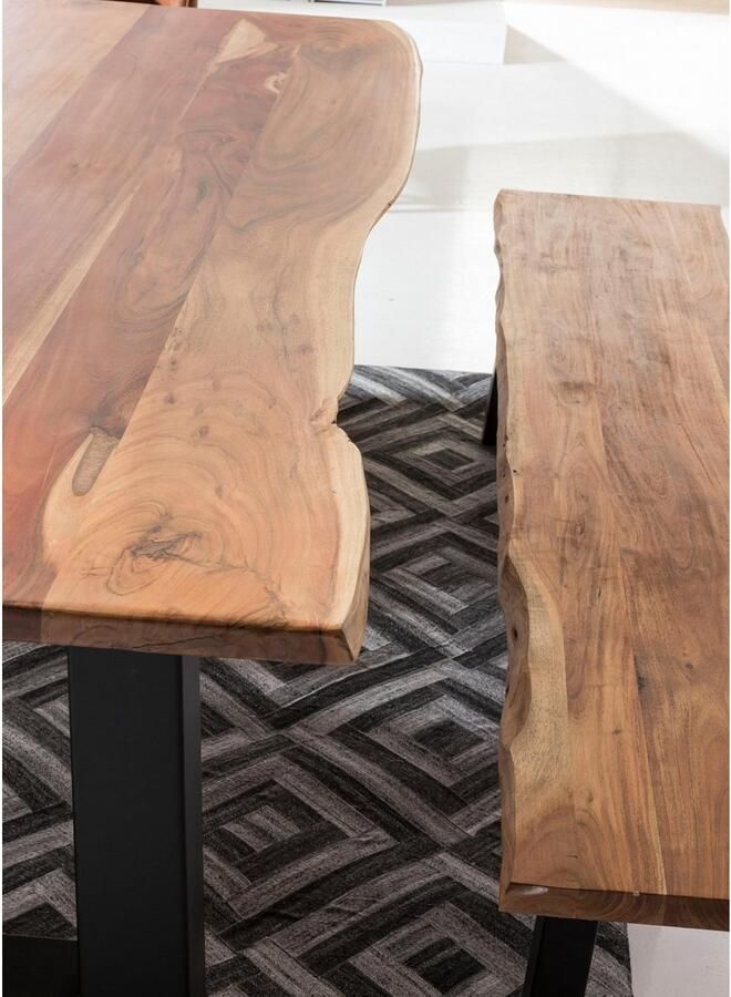 Home affaire Zitbank Manhattan in boomstam-look en frame u-model van edelstaal