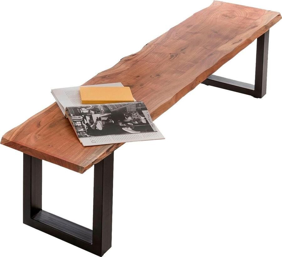 Home affaire Zitbank Manhattan in boomstam-look en frame u-model van zwart metaal - Foto 2