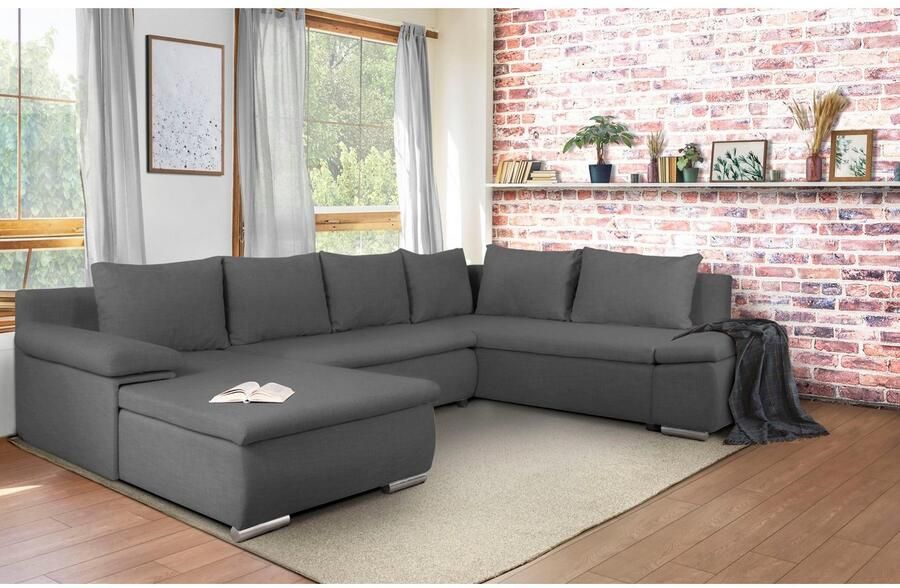 Home affaire Zithoek Acra U-vorm met slaapfunctie en bedkist in gevlochten look - Foto 2