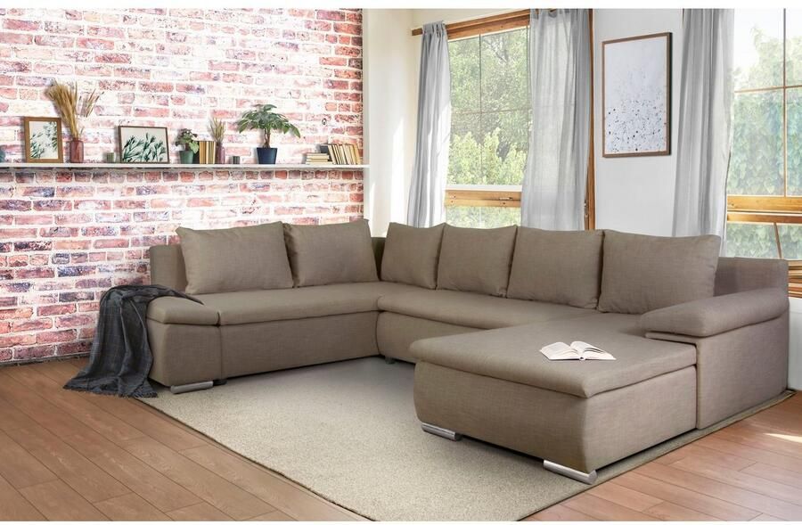 Home affaire Zithoek Acra U-vorm met slaapfunctie en bedkist in gevlochten look - Foto 2