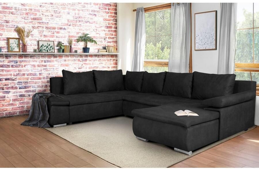 Home affaire Zithoek Acra U-vorm met slaapfunctie en bedkist in gevlochten look - Foto 2