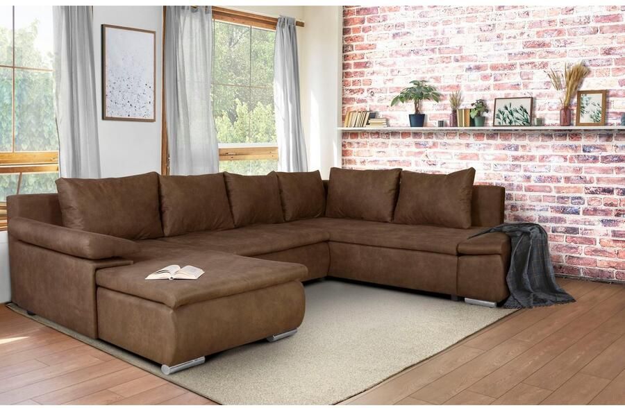 Home affaire Zithoek Acra U-vorm met slaapfunctie en bedkist in gevlochten look - Foto 2