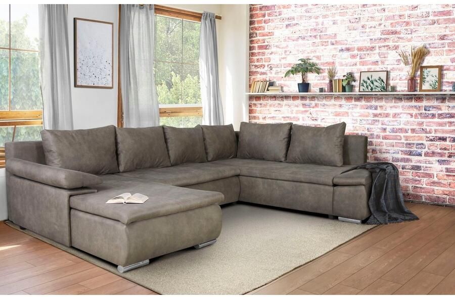 Home affaire Zithoek Acra U-vorm met slaapfunctie en bedkist in gevlochten look - Foto 2