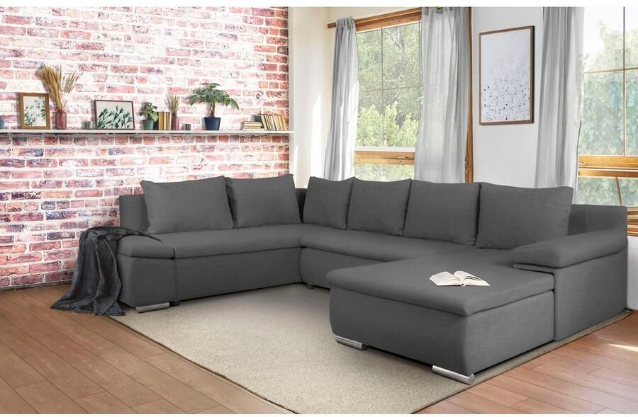 Home affaire Zithoek Acra U-vorm met slaapfunctie en bedkist in gevlochten look - Foto 2