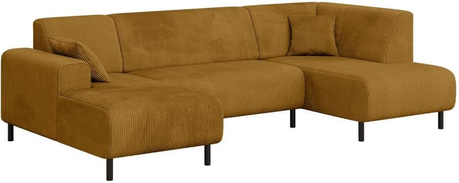 Home affaire Zithoek ARROS U-vorm met golfondersteuning afmetingen B D H: 300 163 81 cm incl. sierkussens met recamiere links rechts bestelbaar ook in cord - Foto 3