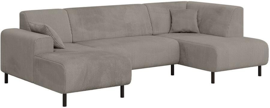 Home affaire Zithoek ARROS U-vorm met golfondersteuning afmetingen B D H: 300 163 81 cm incl. sierkussens met recamiere links rechts bestelbaar ook in cord - Foto 3