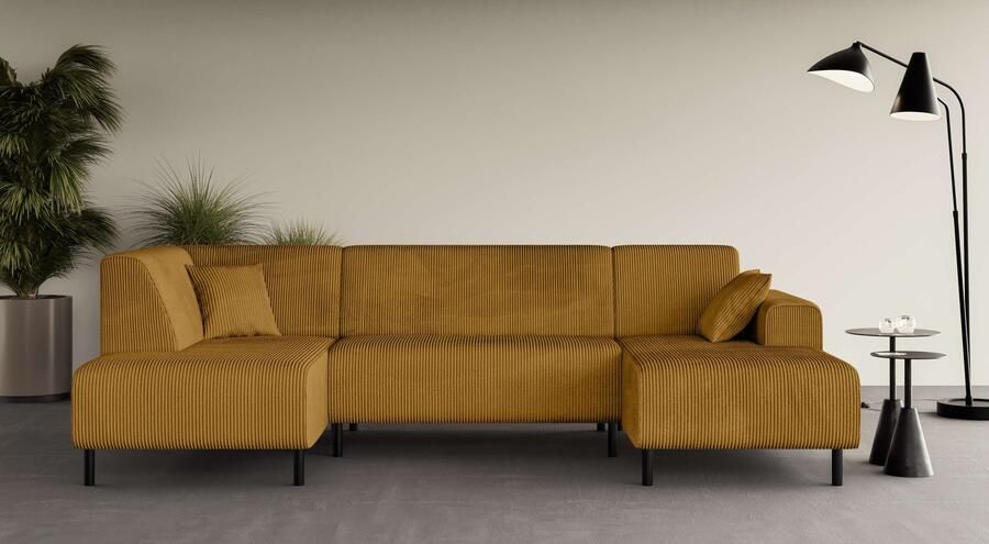 Home affaire Zithoek ARROS U-vorm met golfondersteuning afmetingen B D H: 300 163 81 cm incl. sierkussens met recamiere links rechts bestelbaar ook in cord - Foto 7