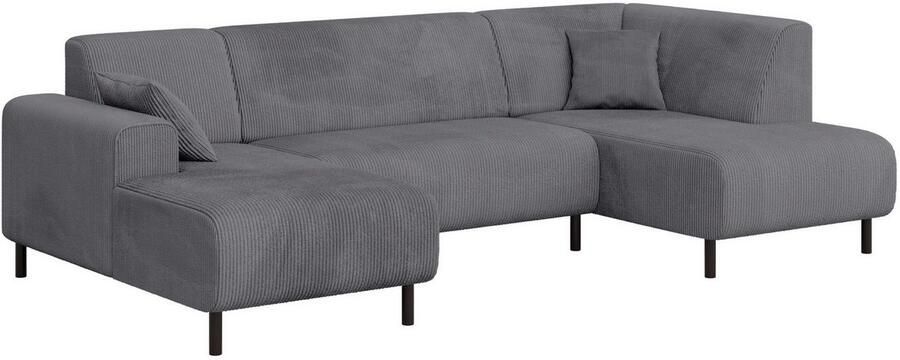 Home affaire Zithoek ARROS U-vorm met golfondersteuning afmetingen B D H: 300 163 81 cm incl. sierkussens met recamiere links rechts bestelbaar ook in cord - Foto 3