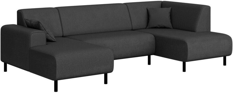 Home affaire Zithoek ARROS U-vorm met golfondersteuning afmetingen B D H: 300 163 81 cm incl. sierkussens met recamiere links rechts bestelbaar ook in cord - Foto 3