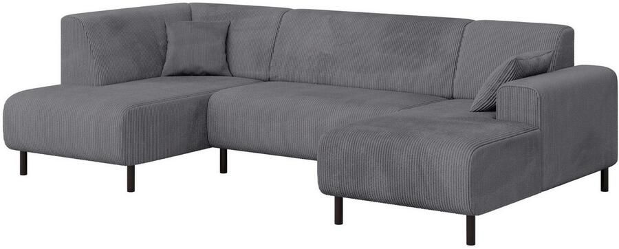 Home affaire Zithoek ARROS U-vorm met golfondersteuning afmetingen B D H: 300 163 81 cm incl. sierkussens met recamiere links rechts bestelbaar ook in cord - Foto 3