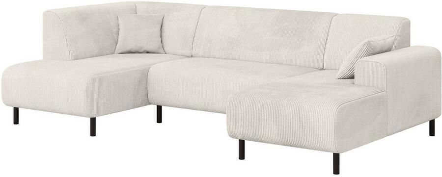 Home affaire Zithoek ARROS U-vorm met golfondersteuning afmetingen B D H: 300 163 81 cm incl. sierkussens met recamiere links rechts bestelbaar ook in cord - Foto 3