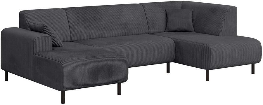 Home affaire Zithoek ARROS U-vorm met golfondersteuning afmetingen B D H: 300 163 81 cm incl. sierkussens met recamiere links rechts bestelbaar ook in cord - Foto 3