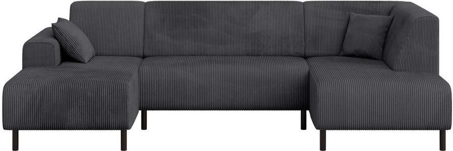 Home affaire Zithoek ARROS U-vorm met golfondersteuning afmetingen B D H: 300 163 81 cm incl. sierkussens met recamiere links rechts bestelbaar ook in cord - Foto 5