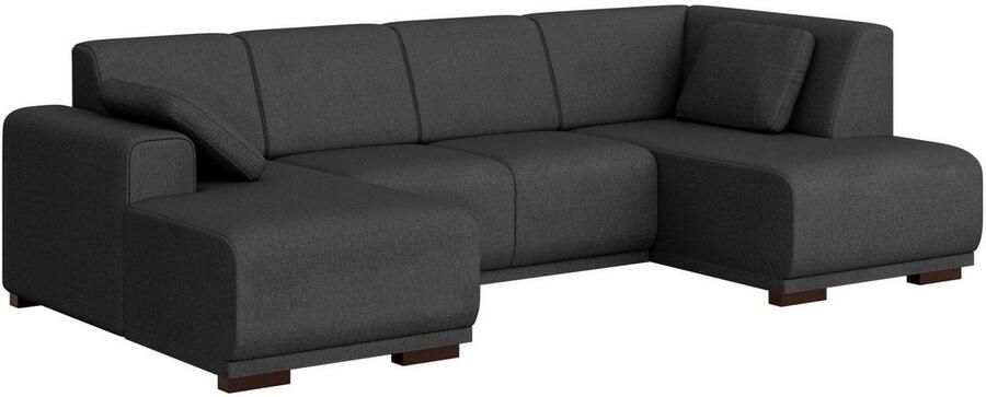 Home affaire Zithoek BORNHOLM U-vorm met chaise longue rechts links B D H: 300 162 85 cm U-vorm met golvende ondervering chaise longue rechts of links bestelbaar - Foto 4