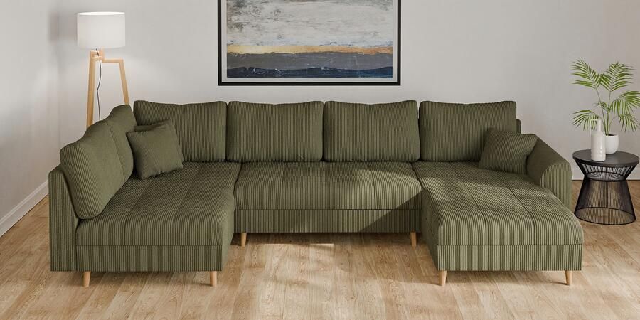 Home affaire Zithoek CHARRE U-vorm met ottomane afmetingen B D H: 310 161 81 cm fijne stiksels losse rug- en sierkussens ook in cord en bouclé - Foto 7